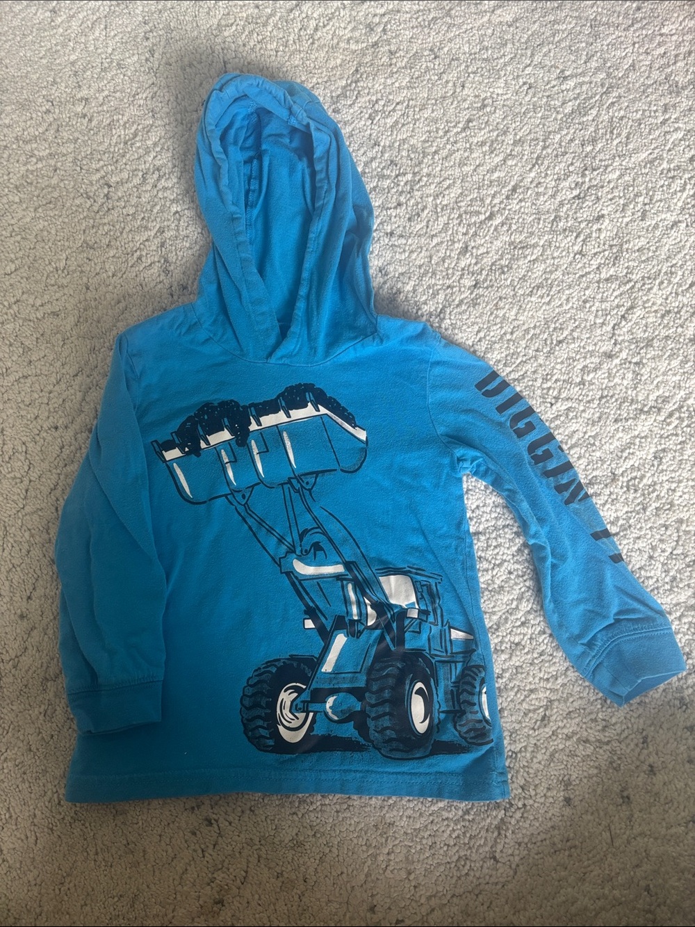 Carters 3T Boys Blue Hooded Tractor Graphic Long Sleeve Tee
